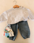 FLEECE SWEATER GREY MELANGE - BABY