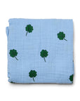 MUSLIN CLOTH 70X70 - light blue clover