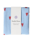 MUSLIN SWADDLE 120x120 - light blue heart