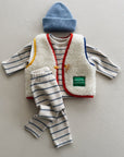 STRIPED JERSEY SWEATER - blue