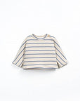 STRIPED JERSEY SWEATER - blue