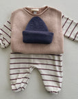 STRIPED FLAMÉ JUMPSUIT - bordeaux