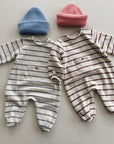 STRIPED FLAMÉ JUMPSUIT - blue