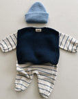 STRIPED FLAMÉ JUMPSUIT - blue