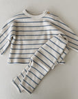 STRIPED JERSEY LEGGINGS - blue