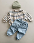 STRIPED JERSEY SWEATER - BLUE