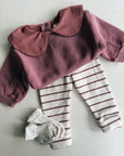 STRIPED JERSEY LEGGINGS - BORDEAUX