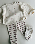 STRIPED JERSEY LEGGINGS - BORDEAUX