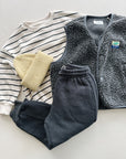 STRIPED JERSEY SWEATER KIDS - GRAFITE