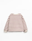 STRIPED JERSEY SWEATER KIDS - BORDEAUX