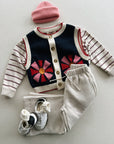 STRIPED JERSEY SWEATER KIDS - BORDEAUX