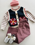 STRIPED JERSEY SWEATER KIDS - BORDEAUX