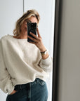 FLEECE SWEATER WOMEN - BEIGE MELANGE