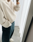 FLEECE SWEATER WOMEN - BEIGE MELANGE