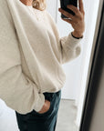 FLEECE SWEATER WOMEN - BEIGE MELANGE