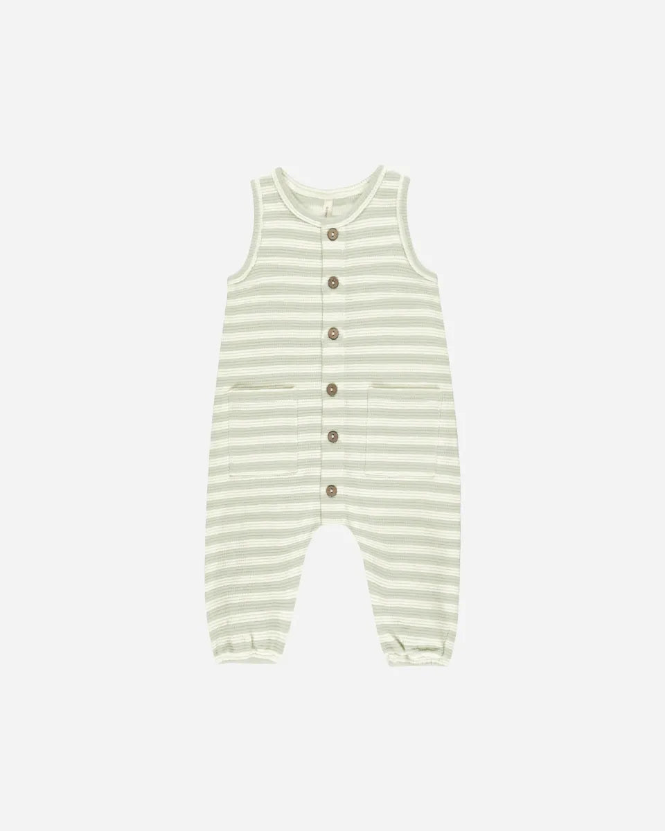 WAFFLE JUMPSUIT - MINT STRIPE