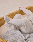 NB WRAP TOP + FOOTED PANT SET - SKY MICRO STRIPE