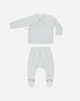 NB WRAP TOP + FOOTED PANT SET - SKY MICRO STRIPE