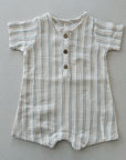 SHORT SLEEVE WOVEN ROMPER - SUMMER STRIPE