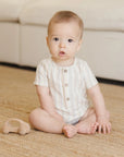 SHORT SLEEVE WOVEN ROMPER - SUMMER STRIPE