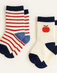 Stripe & apple socks - 2-pack