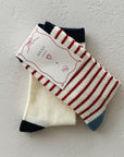 Stripe & apple socks - 2-pack