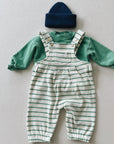 WAFFLE OVERALL GREEN STRIPES