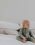 ZIP KRUIPPAKJE - SAGE SPECKLED 9-12M