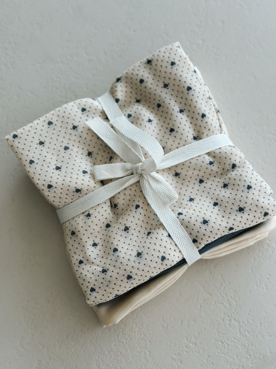 MUSLIN CLOTH - 3 pack hearts