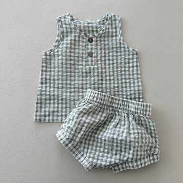 BABY TANK SET - EUCALYPTUS GINGHAM