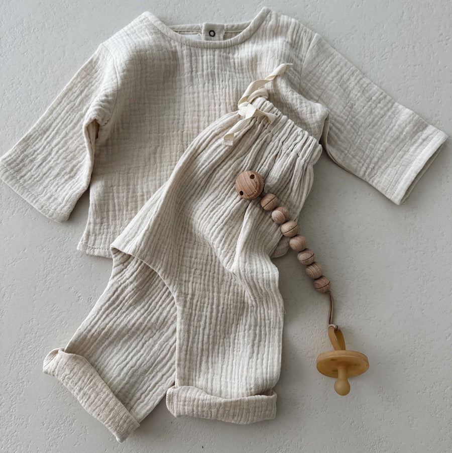 SOFT MUSLIN SHIRT BEIGE - baby