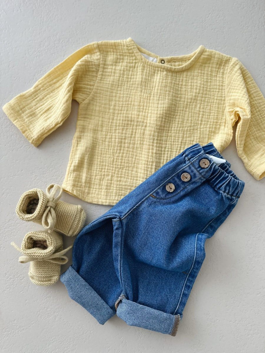 SOFT MUSLIN SHIRT LIGHT YELLOW - baby