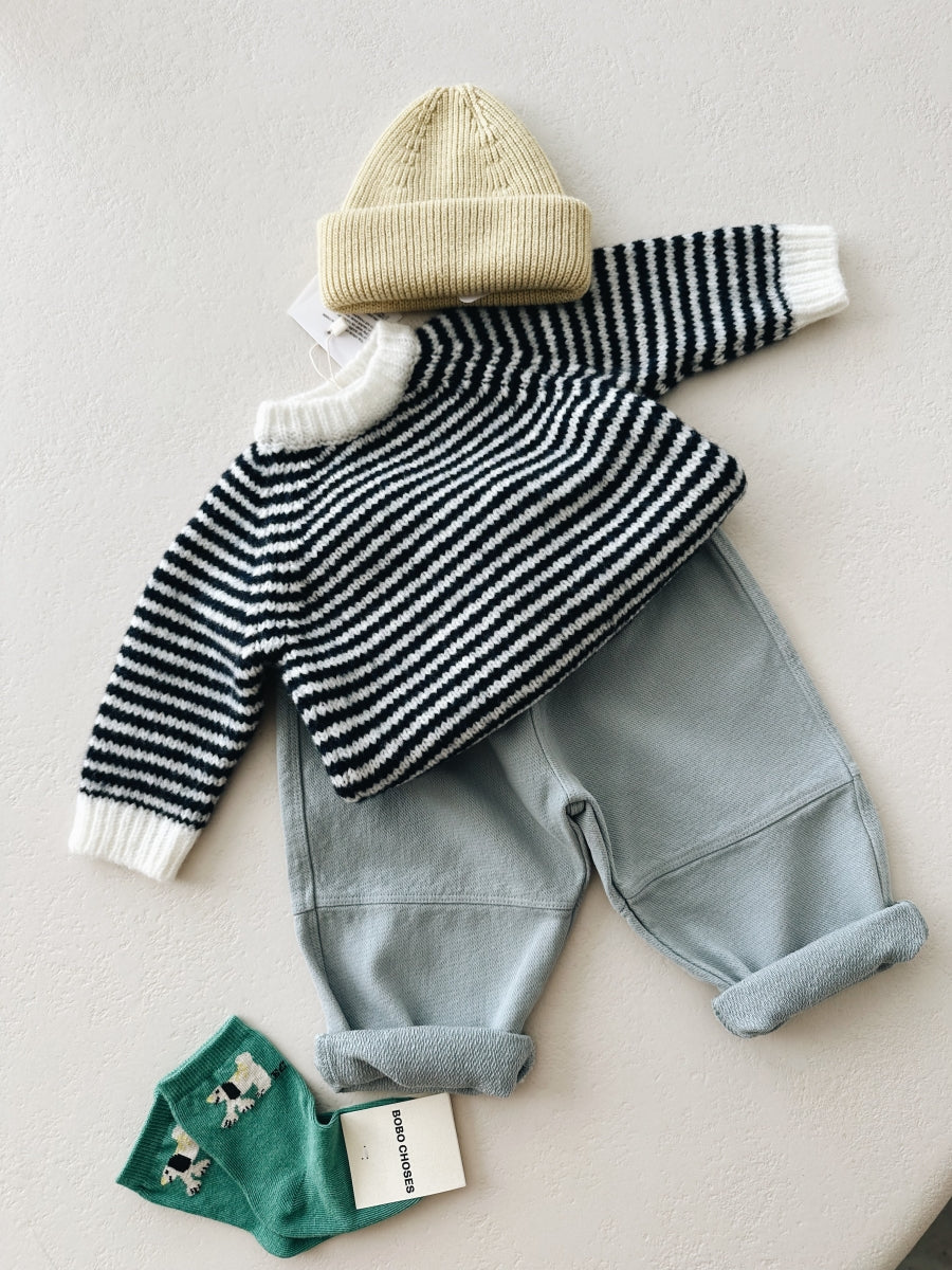 BABY JERSEY RANGLAN - NAVY STRIPES