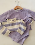 COTTON STRIPED SWEATER LILA - BABY & KIDS