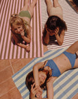 Microfiber towel 90x200 - Cream & Brown Stripes