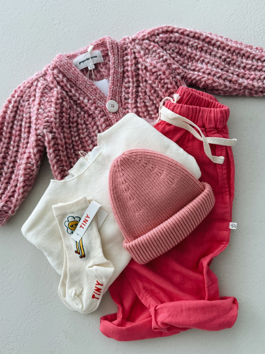 CARDIGAN WOOL - PINK MELANGE