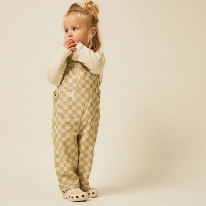 CHECK OLIVE DUNGAREE - last ones 6m&3y