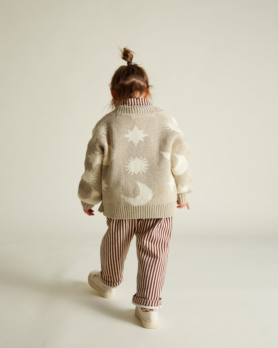 Abstract Neutral Moon Star Cardigan