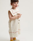 Cali Embroidered Vanilla Ripple Collar Overall