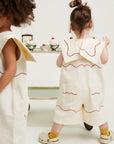 Cali Embroidered Vanilla Ripple Collar Overall