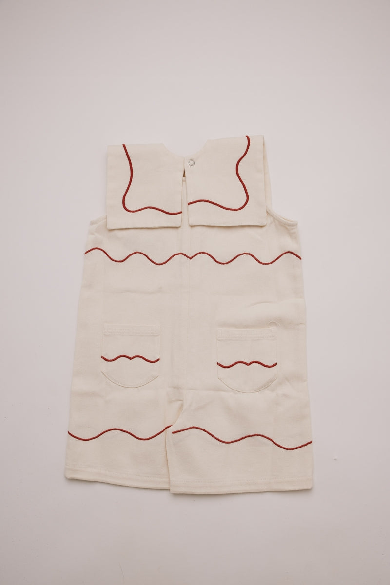 Cali Embroidered Vanilla Ripple Collar Overall
