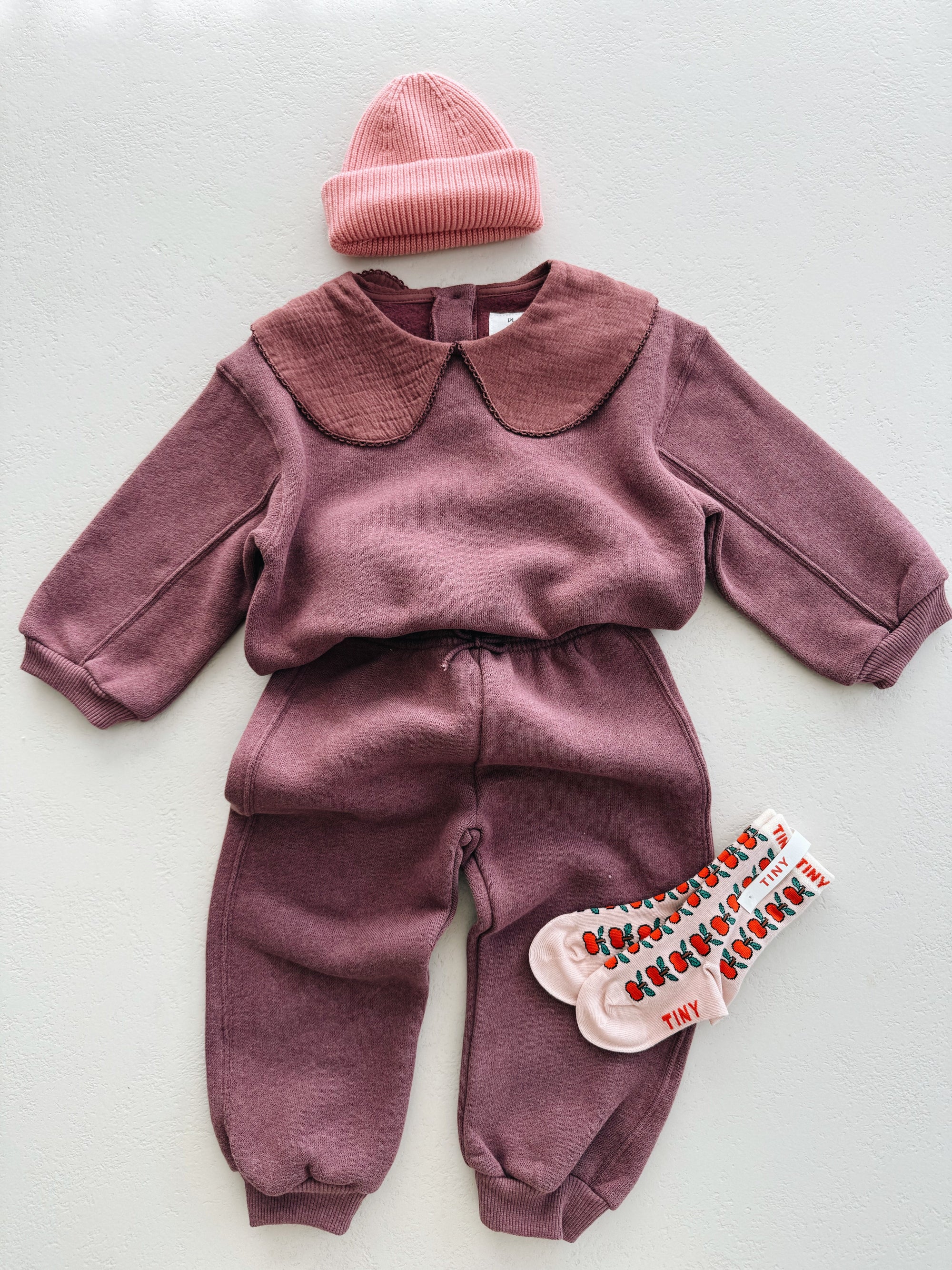 FLEECE TROUSERS BABY GIRL - BORDEAUX