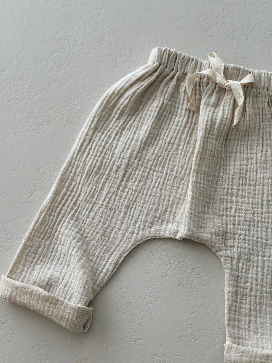 MUSLIN BAGGY PANTS BEIGE - baby