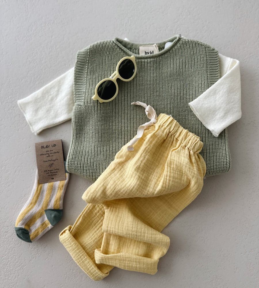 MUSLIN BAGGY PANTS YELLOW - baby