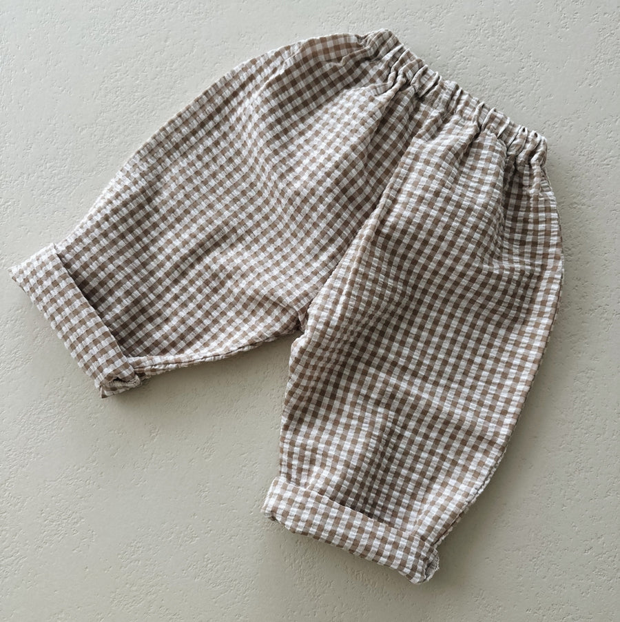 VICHY BAGGY PANTS BEIGE - baby