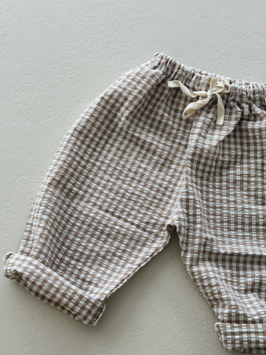 VICHY BAGGY PANTS BEIGE - baby