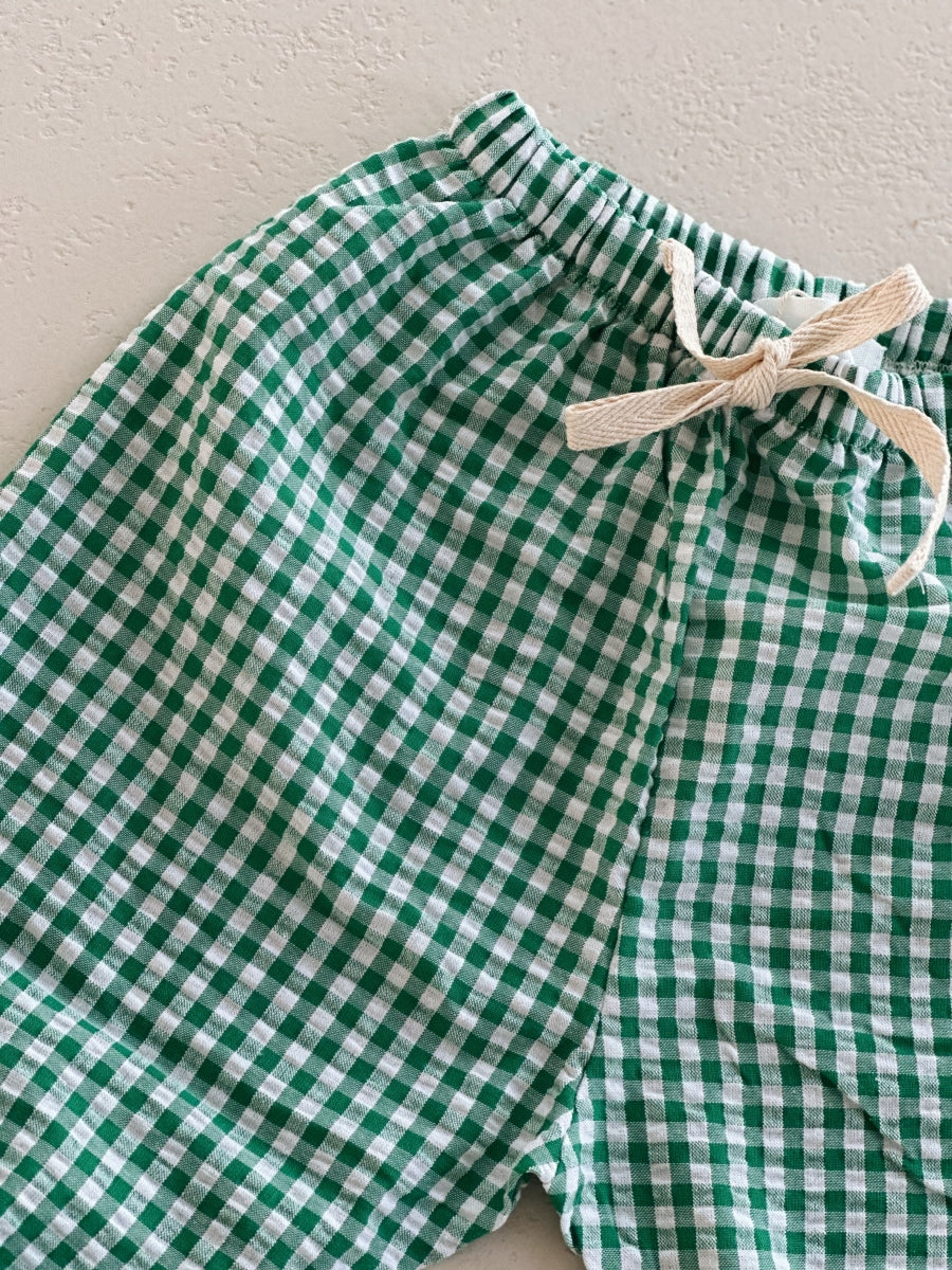 VICHY BAGGY PANTS GREEN - baby &amp; kids