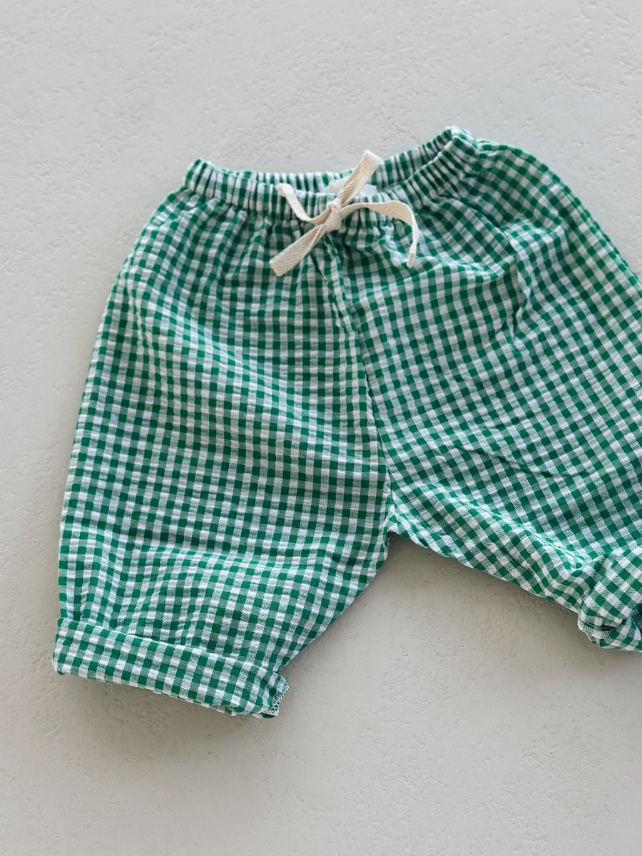 VICHY BAGGY PANTS GREEN - baby &amp; kids