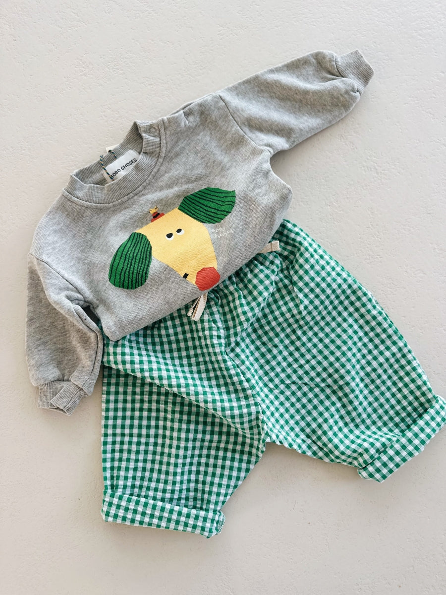 VICHY BAGGY PANTS GREEN - baby