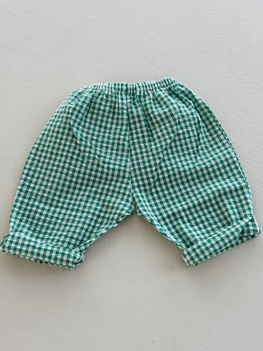 VICHY BAGGY PANTS GREEN - baby &amp; kids